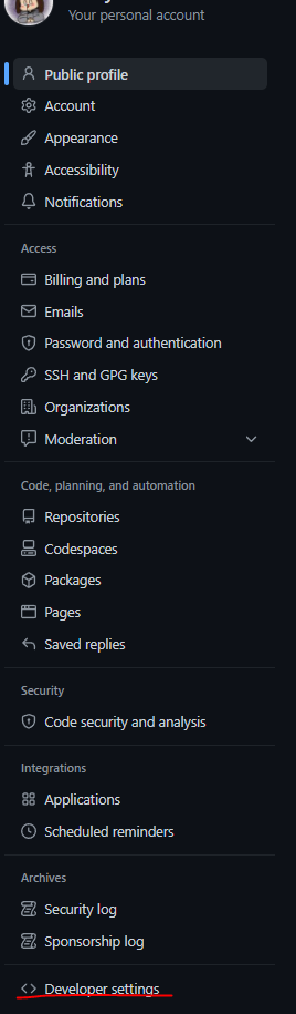 Developer settings