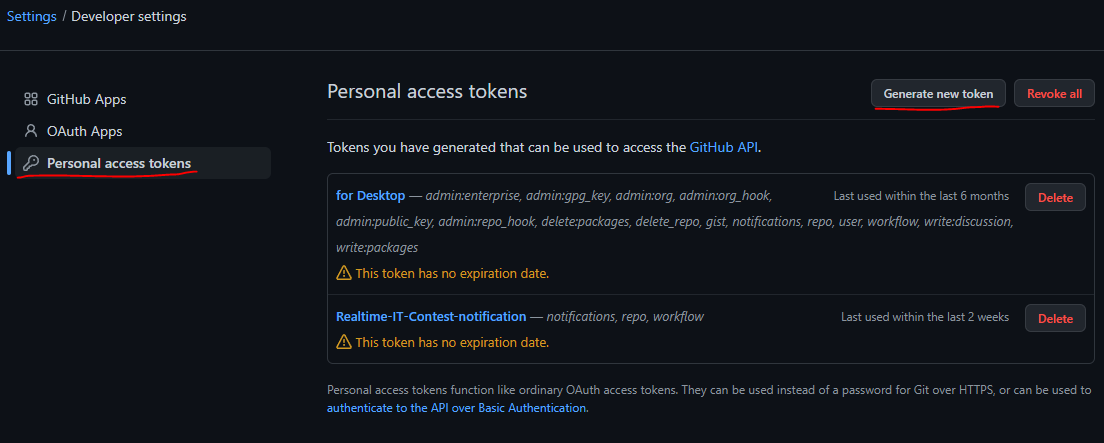 Generate new token